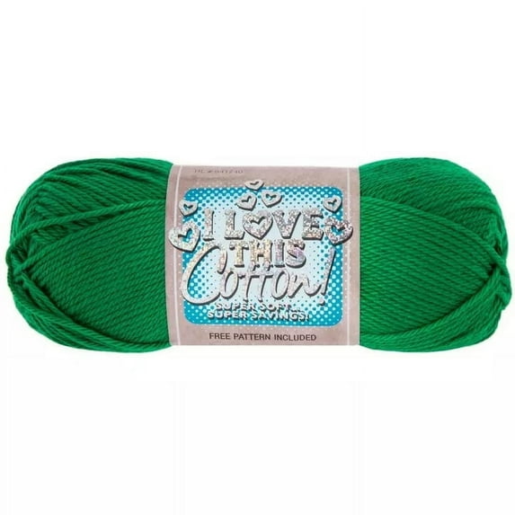 I Love This Cotton Yarn, Medium Weight 100% Cotton, 180 Yards, Bright Green