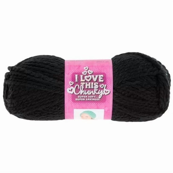 I Love This Yarn Chunky, Bulky Weight Acrylic, 109 Yards, Cool Black