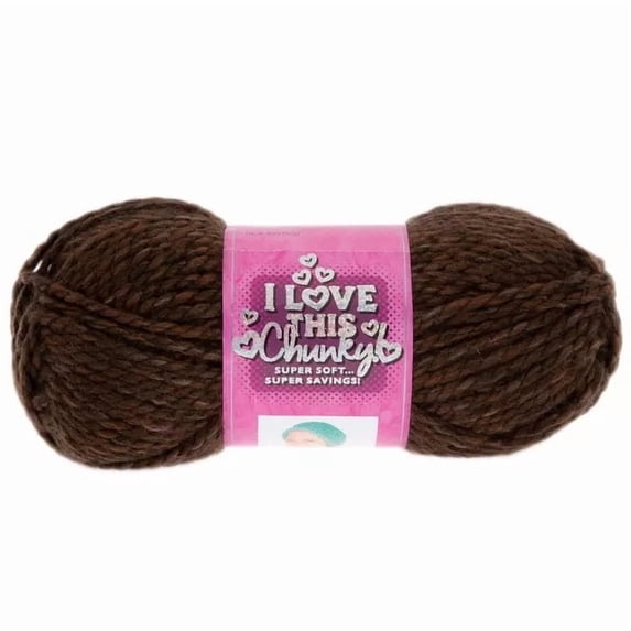 I Love This Yarn Chunky, Bulky Weight Acrylic, 109 Yards, Heathered Brown