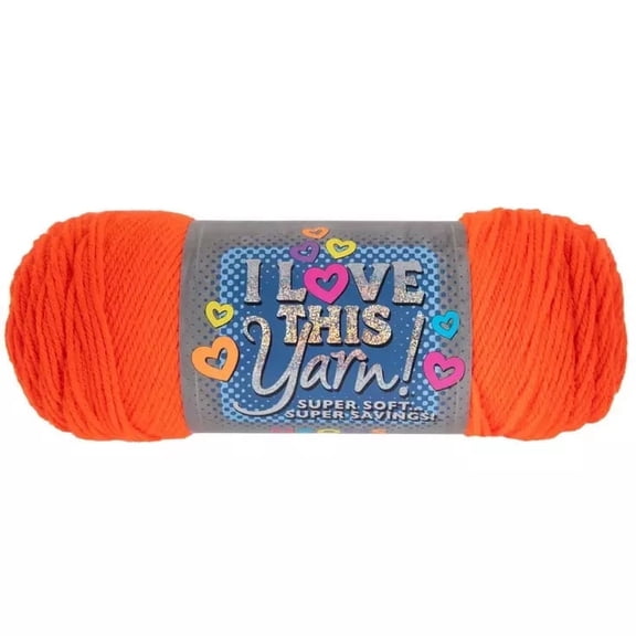 I Love This Yarn, Medium Weight 100% Acrylic, 252 Yards, Neon Orange