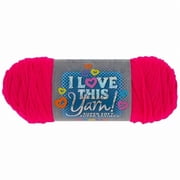 I Love This Yarn, Medium Weight 100% Acrylic, 252 Yards, Neon Pink