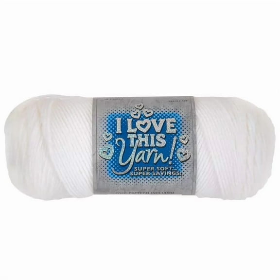 I Love This Yarn, Medium Weight 100% Acrylic, 355 Yards, White
