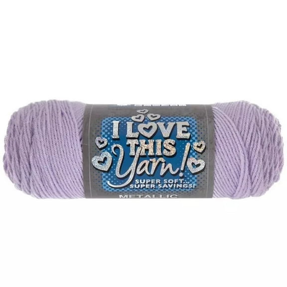I Love This Yarn Metallic, Medium Weight Acrylic with Metallic Polyester Thread, 252 Yards, Metallic Lavender