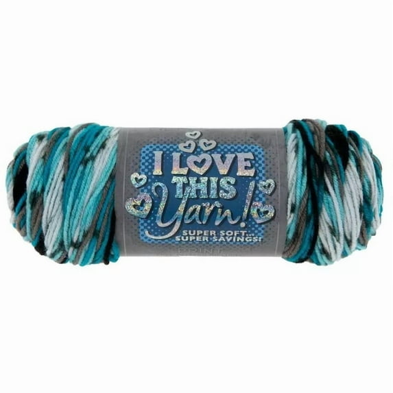 I Love This Yarn Print, Medium Weight 100% Acrylic Yarn, 252 Yards, Agean Stripe