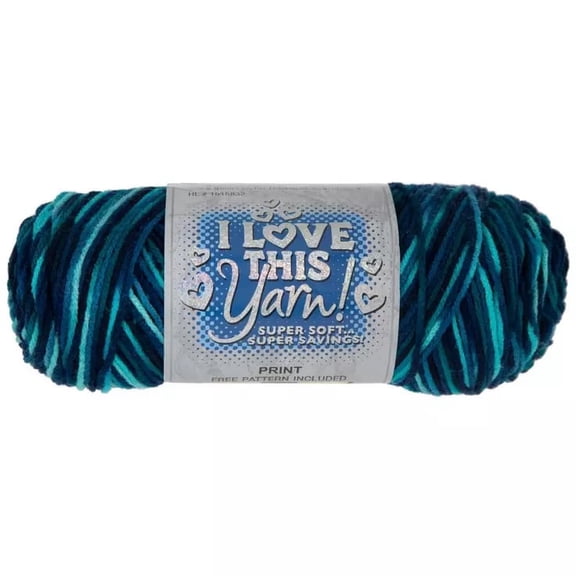 I Love This Yarn Print, Medium Weight 100% Acrylic Yarn, 252 Yards, Poolside Siesta