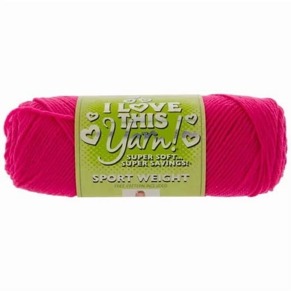 I Love This Yarn Sport Weight, Light Weight Acrylic Yarn, 230 Yards, Hot Rose