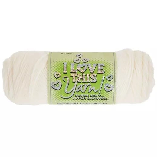 I Love This Yarn Sport Weight, Light Weight Acrylic Yarn, 230 Yards, Ivory