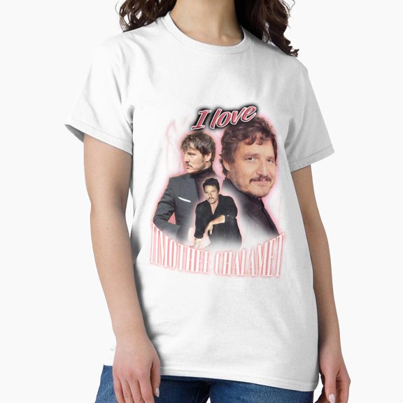 I Love Timothee Chalamet Pedro Pascal Cursed Fan Collage Celebrity Tee T-Shirt