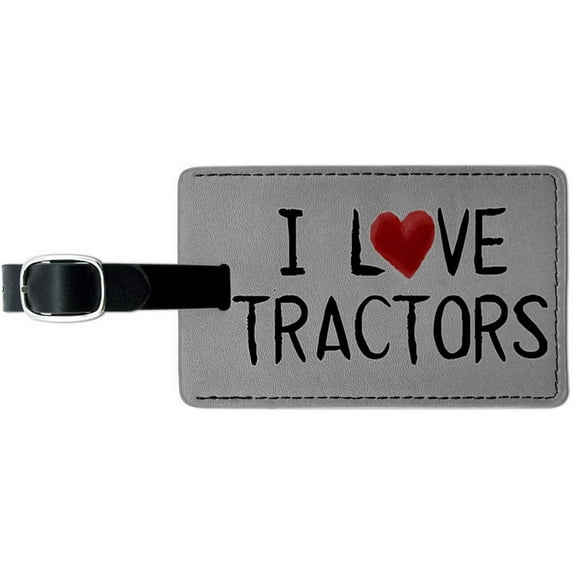 I Love Tractors Written on Paper Leather Luggage ID Tag Suitcase Carry-On