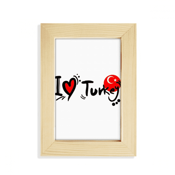 I Love Turkey World Flag Heart Desktop Display Photo Frame Picture Art Painting 5x7 inch