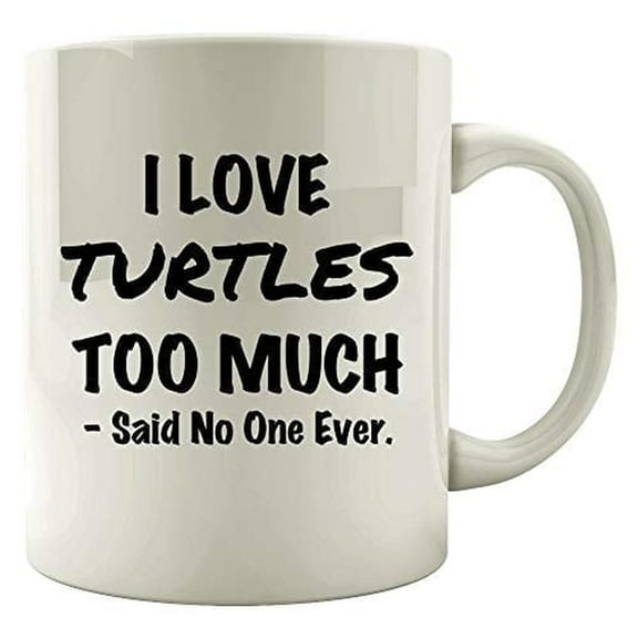 I Love Turtles 11 oz Coffee Mug - Shell Design White Ceramic Gift
