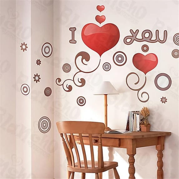 I-Love-U - Large Wall Decals Stickers Appliques Home Decor - Mixed - (W)19.5 inch x (H)27.0 inch