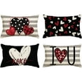 thumbnail image 1 of I Love U XOXO Valentine Hearts Stripes Throw Pillow Covers, 12 x 20 Inch Love Wedding Black Cushion Case Decoration for Sofa Couch Set of 4, 1 of 6