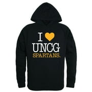 I Love UNCG University of North Carolina at Greensboro Spartans Hoodie Sweatshirt Black Small
