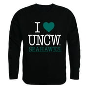 I Love UNCW University of North Carolina Wilmington Seahawks Crewneck Pullover Sweatshirt Sweater Black Small