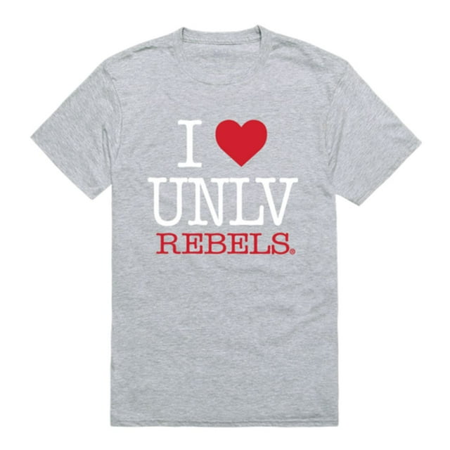 I Love UNLV University of Nevada Las Vegas Rebels T-Shirt Heather Grey X-Large