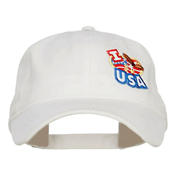 I Love USA Eagle Patch Washed Cap - White OSFM