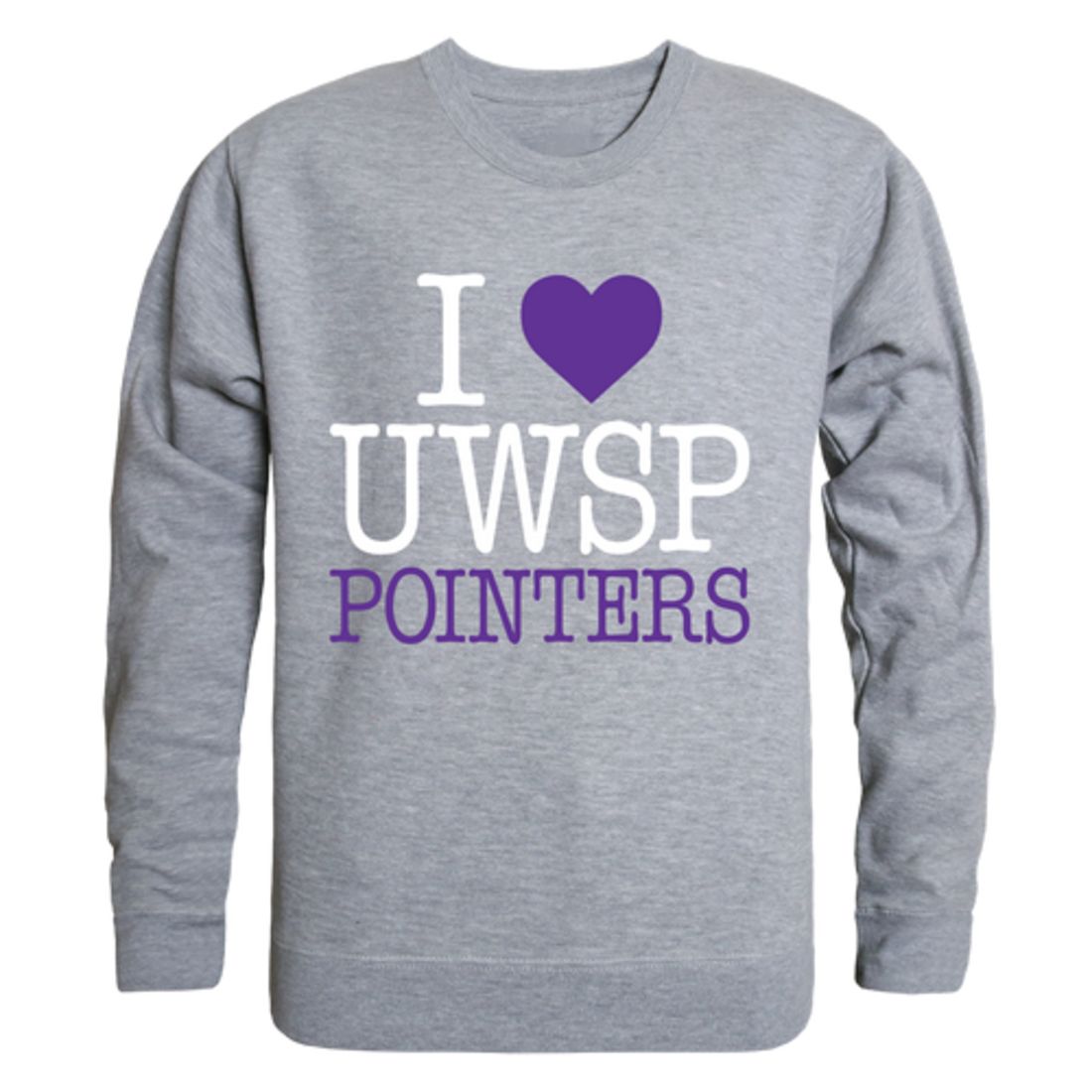 I Love UWSP University of Wisconsin Stevens Point Pointers Crewneck Pullover Sweatshirt Sweater Heather Grey Small - image 1 of 2