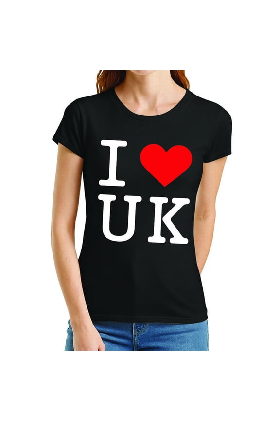 I Love Uk United Kingdom Countries Womens T-Shirt British Patriotism All Size S-5XL