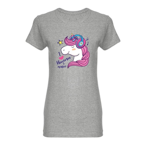 I Love Unicorn And Music Shaped T-Shirt Women -Image by Shutterstock, Female x-Large