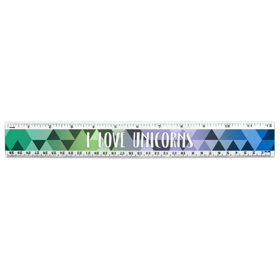 I Love Unicorns 12 Inch Standard and Metric Plastic Ruler