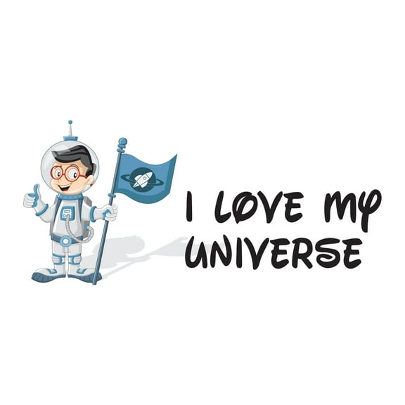 I Love my Universe Space Quote letteringWall Decal Decoration I Love my Universe Adventurous Space Cartoon Astronaut Decorating Ideas for Boy's Bedroom Size: 10 In(W) x 5 In(H)