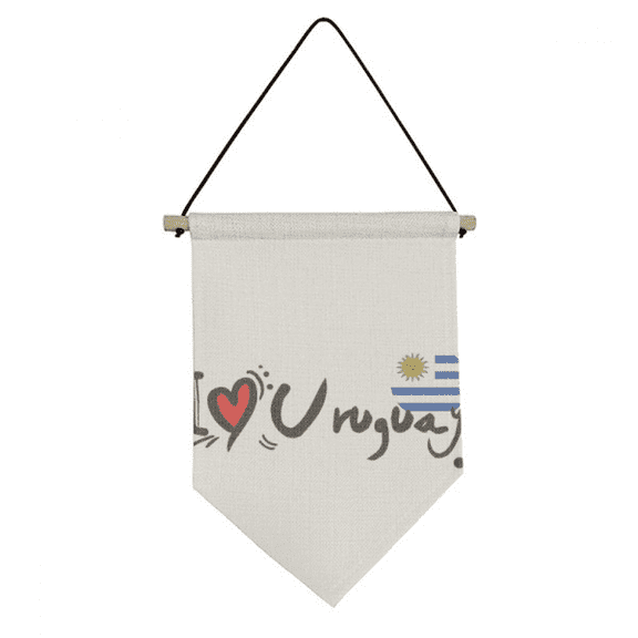 I Love Uruguay Word Flag Love Heart Illustration Canvas Flag Hanging Wall Art Decor Banner