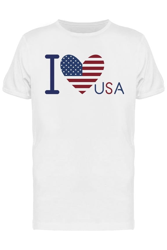 I Love Usa Heart Flag T-Shirt Men -Image by Shutterstock, Male x-Large