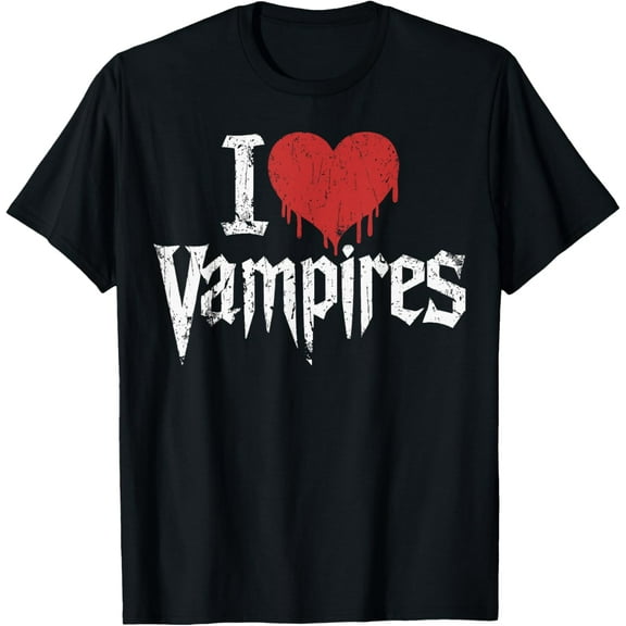 I Love Vampires I Red Heart Vampires Grunge Halloween Horror T-Shirt