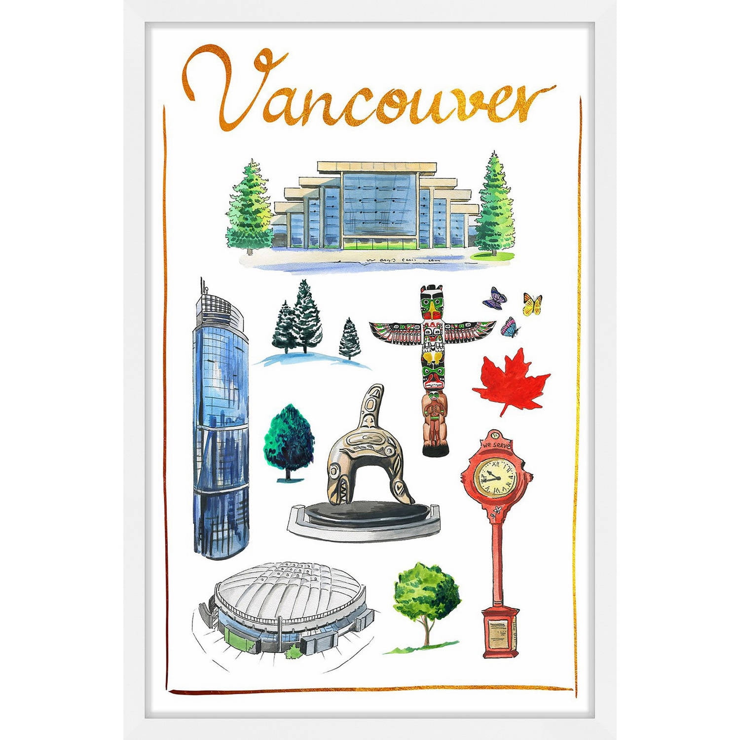 "I Love Vancouver" Framed Painting Print