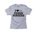 thumbnail image 1 of I Love Veggie Burgers Simple Classy Girl's Cotton Youth Grey T-Shirt, 1 of 2