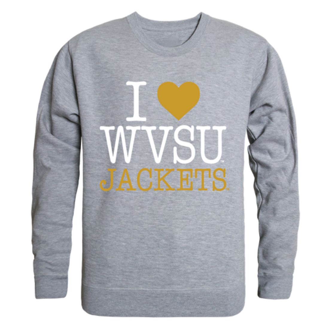 I Love WVSU West Virginia State University Yellow Jackets Crewneck Pullover Sweatshirt Sweater Heather Grey Large - image 1 of 2