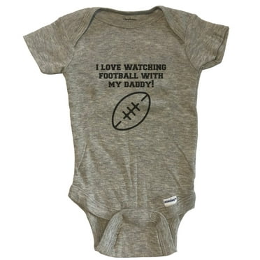 I Love Watching Football With My Daddy Baby Bodysuit - One Piece Baby Bodysuit - Grey