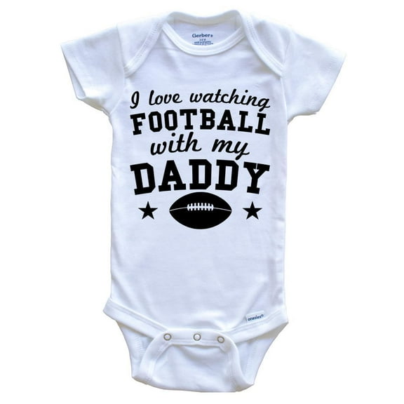 I Love Watching Football With My Daddy Cute Baby Bodysuit, 0-3 Months White