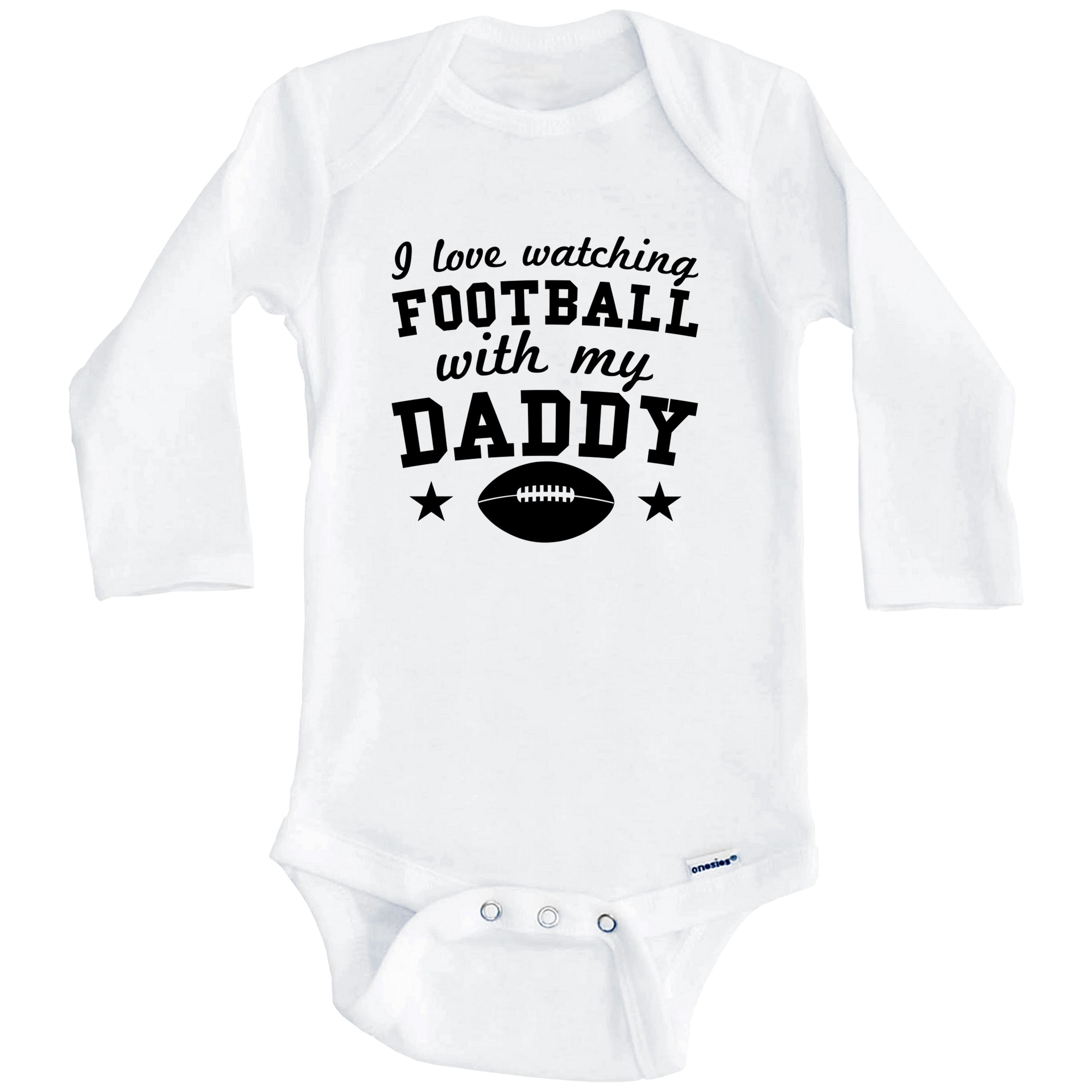 I Love Watching Football With My Daddy Cute One Piece Baby Bodysuit (Long Sleeve), 0-3 Months White