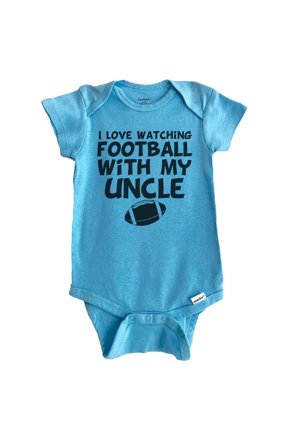 I Love Watching Football With My Uncle Baby Bodysuit (Blue)