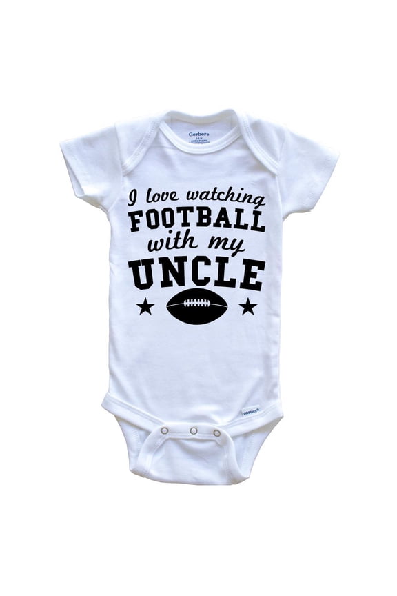I Love Watching Football With My Uncle Cute Baby Bodysuit For Nephew Or Niece, 3-6 Months White