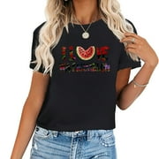 I Love Watermelon For Watermelon Lover Short Sleeve Womens T Shirts Black S