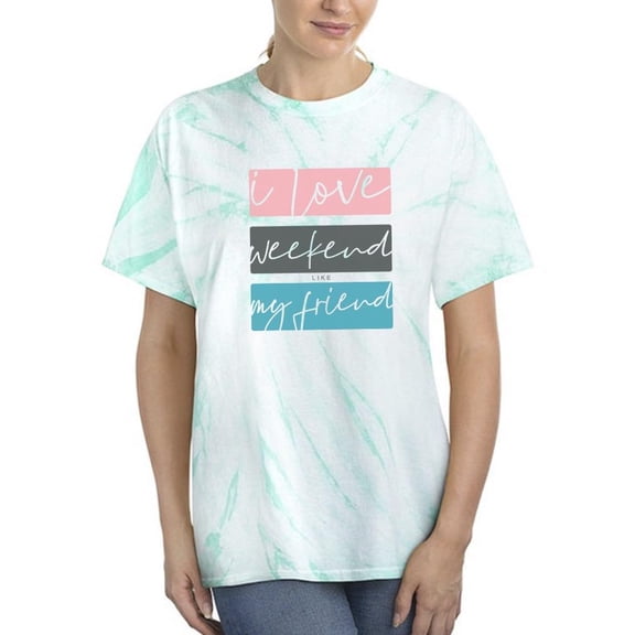 I Love Weekend Tie Dye Cyclone Women -Image by Shutterstock, Female Large