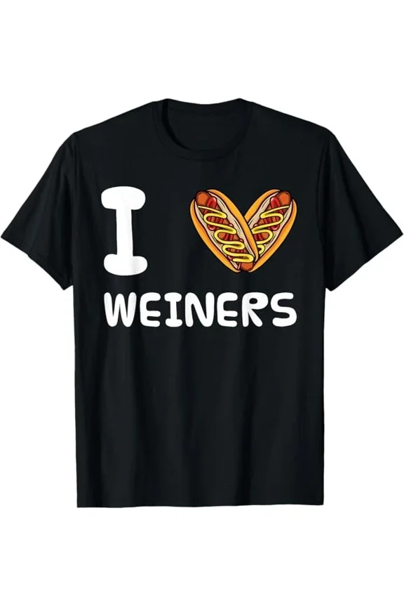 I Love Weiners Hotdogs Frankfurter Wiener Frank Sausage Bun T-Shirt