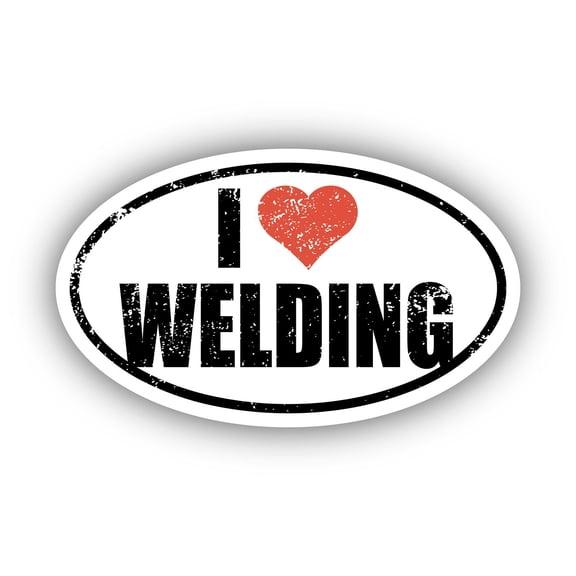 I Love Welding I Heart Euro Oval Sticker Vinyl 3M Decal 3 In x 5 In
