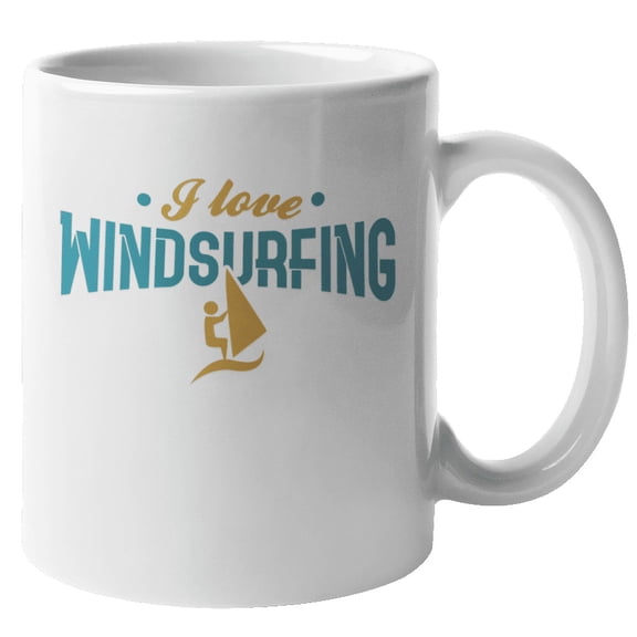I Love Windsurfing. Sports Coffee & Tea Gift Mug for Surfer, Men & Women (11oz)