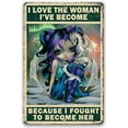 thumbnail image 1 of I Love The Woman I've Become - Gothic Metal Sign - Moody Goth Purple Shades In This Inspirational Woman Empowerment Decor - Great Wicca, Wiccan, Witch, Occult, Magic Gift Under $20 (8" x 12"), 1 of 5