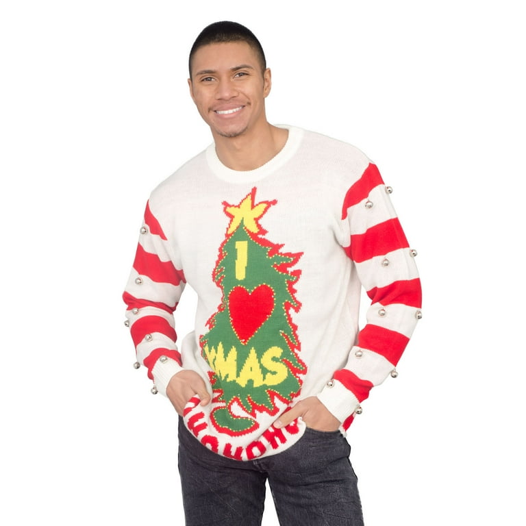 I Love Xmas HOHOHO Tree and Star Adult Ugly Christmas Sweater Multicolor