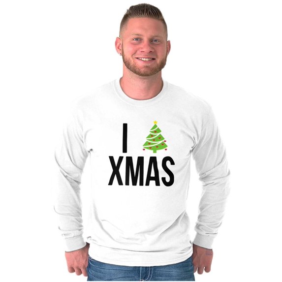 I Love Xmas Heart Christmas Tree Long Sleeve TShirt Men Women Brisco Brands S