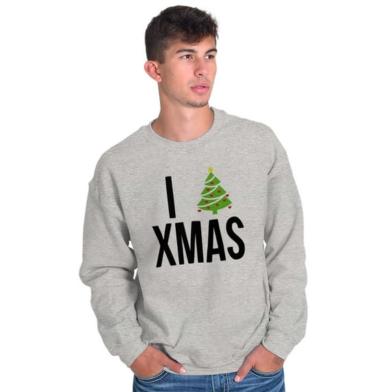 I Love Xmas Heart Christmas Tree Unisex Plus Fleece Graphic Sweatshirt Brisco Brands 2X