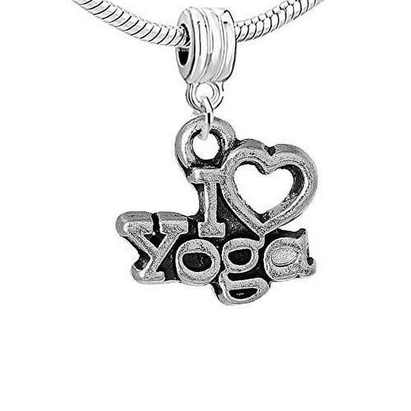 I Love Yoga Dangle Charm Bead for European Snake Chain Charm Bracelet