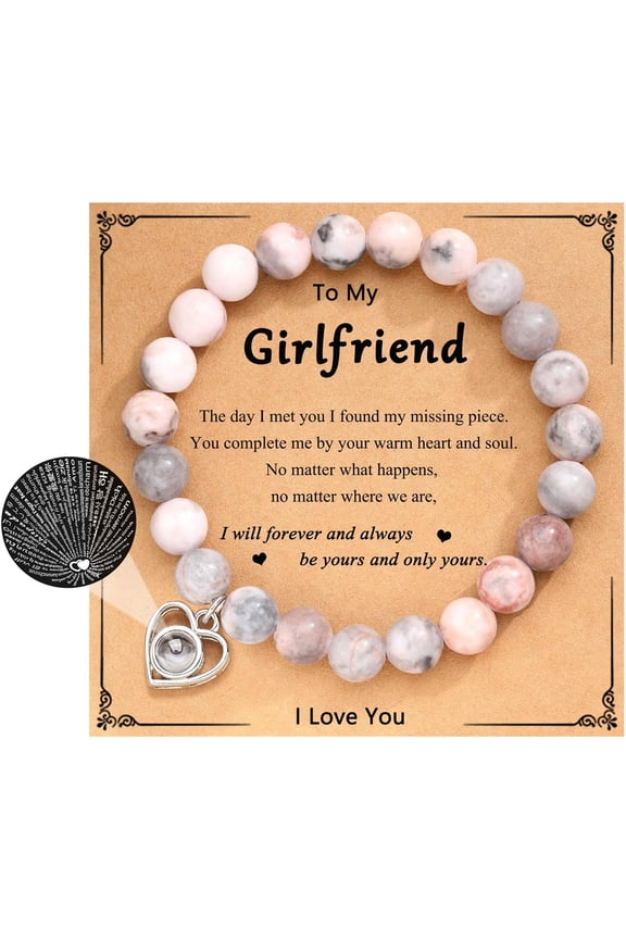 I Love You 100 Language Bracelet Gift for Girlfriend Wife Daughter Granddaughter Niece Sister Valentines Birthday Graduation Present for Her Women Teen