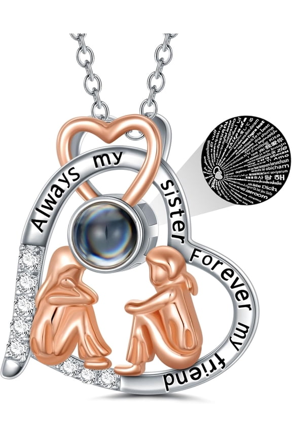 I Love You 100 Languages Necklace Sister Heart Necklace Christmas Gifts for Friend Birthday Gift Jewelry Gift for Sister Gift for Sisters Birthday Holiday
