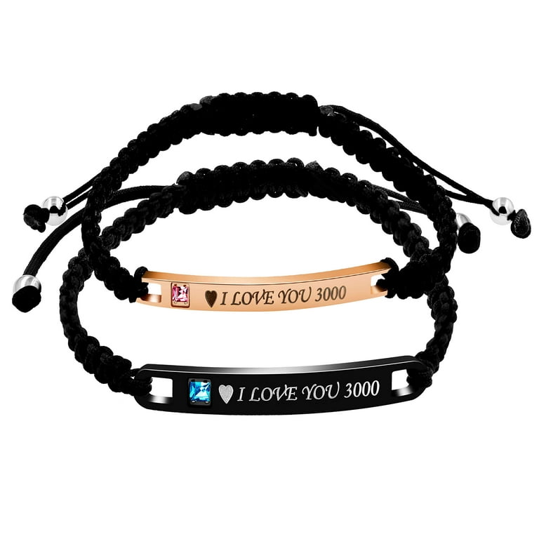I Love You 3000 Couples Bracelets Set, His and Hers Handmade Rope Braided  Personalized Matching Bracelets for Him and Her (I Love You 3000) 